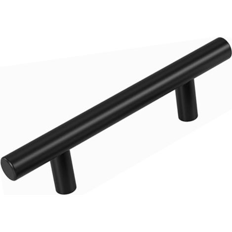 Tiradores para muebles, tiradores para cajones, tiradores de doble orificio, distancia entre centros de 12,8 cm (negro, 1 unidad) (1/5)