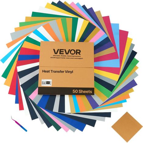 Multicolore Brillant PVC Lot 50 Personnalisation Textile Flex Vinyle Thermocollant HTV 30x30 cm pour Machine de Découpe T-shirts (1/5)