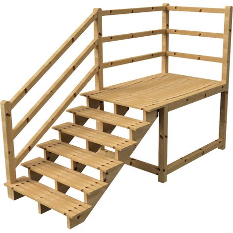 MILANO Außentreppe 6 Stufen H105 cm - Podest L189 x B120 cm - Treppengeländer links - Podestgeländer links und hinten