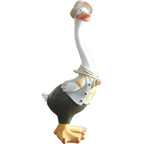 Statue de canard en résine pour jardin, ornement animal de dessin animé, peint à la main, décoration extérieure (1/5)