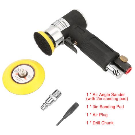 Mini Ponceuse d'angle d'air, Mini Ponceuse Excentrique 16000 TR/Min Outil Polisseuse Rotative d'angle 90° de Pression Orbitale Air Pneumatique avec 2inch et 3inch Tampon de Ponçage