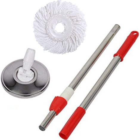 Manche de rechange pour balai à franges rotatif, manche télescopique rotatif à 360° de 124 cm (49 pouces) pour système de nettoyage de seau à franges rotatif