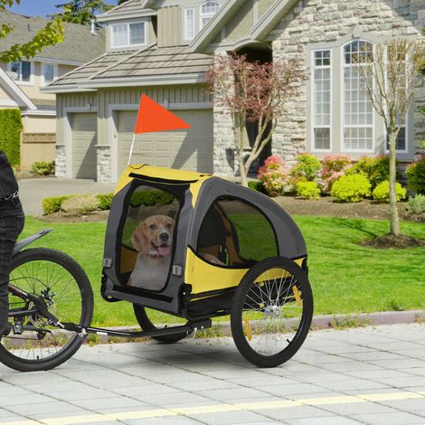 Rimorchio per bici per cani 140x71x83 cm in poliestere giallo per cani medi – MEUBLIV (1/5)