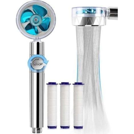 Wassersparender und kalkbeständiger Hochdruck-Duschkopf, dreistufiges Filtersystem, 3 austauschbare Filterelemente (1/4)