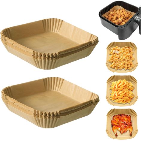 200 Stück Backpapier für Heißluftfritteuse, Airfryer Backpapier Einwegpapier Quadratisches, 20 x 20 x 4,5cm Pergamentpapier Liner Zubehör Kompatibel mit Philips Russell Hobbs Ninja Cosori Airfryer (1/5)