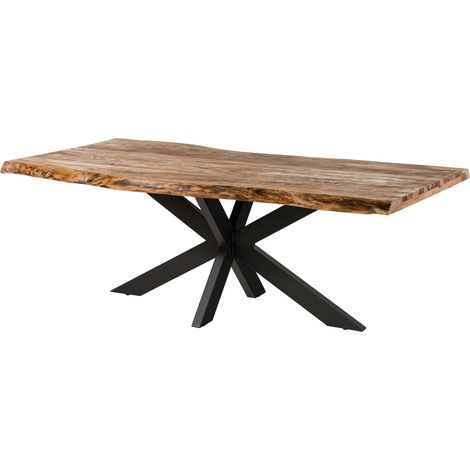 Massivmoebel24 – Table de salle à manger 180x90 cm – Plateau en bois de palissandre naturel – Pied central en métal anthracite mat – Design unique FREEFORM 5