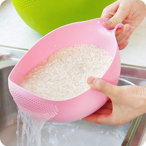 (rose) Filtre à riz, panier à riz, égouttoir à fruits et légumes, égouttoir pour bol de cuisine, panier à riz (1/5)