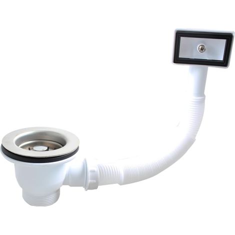 XJ302-U Kit de bonde d'évier de cuisine en acier inoxydable 85 mm x 75 mm avec trop-plein (1/5)