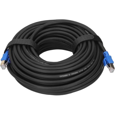 Câble Ethernet Cat8 40 Gbit/s 2000 MHz, conducteur RJ45 plaqué or, pour hubs, routeurs, adaptateurs réseau (20 m / 65,6 pi) (1/5)