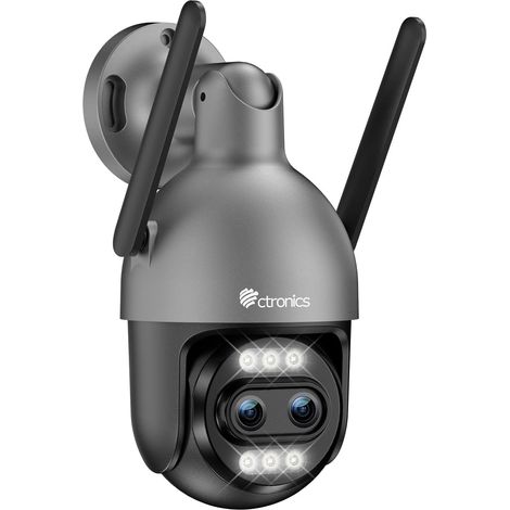 10X Zoom Hybride 4K Caméra Surveillance Extérieure Double Objectif Métal Camera 2.4/5GHz WiFi Suivi Auto Détection Hum Véh ANI 256GB TF Cloud Vision Nocturne Color IP66 Gris (1/5)