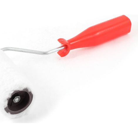 Poignée en plastique rouge Weiße Plüschabdeckung Wandmalerei Öl Farbroroller Pinsel