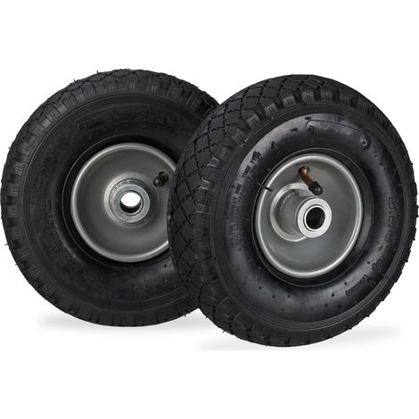 Roue de diable roue brouette set de 2, roue de rechange, caoutchouc 3.00-4, 100 kg, 260 x 85 mm, noir-gris (1/5)