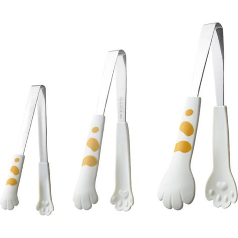 Pinces alimentaires en acier inoxydable en forme de patte de chat - silicone résistant à la chaleur - pinces à griller, pinces à viande, pinces à barbecue - ustensiles de cuisine (1/5)