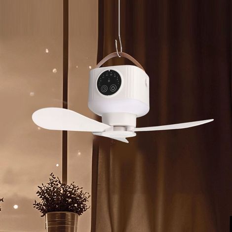 Ventilateur de plafond rechargeable avec lumière et télécommande, petit ventilateur de plafond LED portable, 4 vitesses de vent, minuterie, 3600mAh (1/5)