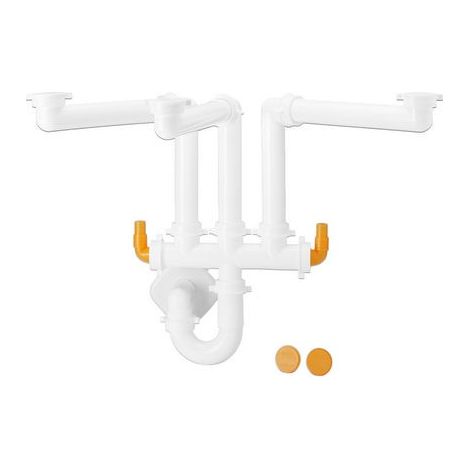 SIFONE SALVASPAZIO PER LAVELLI A 3 VASCHE 1"1/2 D. 40 mm Bianco