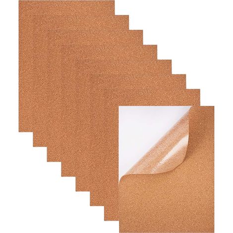 Lot de 8 Feuilles de Liège Autocollantes Tableau D'affichage en Liège de D'épaisseur Panneaux Isolants Rectangulaire pour la Décoration Murale (1/5)