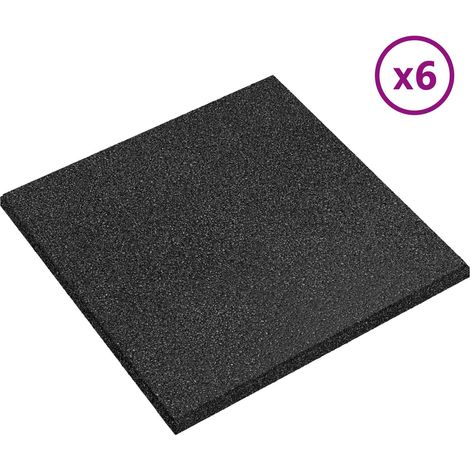Dalles de Protection Anti-Chute Amortissantes en Caoutchouc Noir 50 x 50 cm Lot de 6 (1/5)