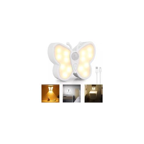 Lampe de Nuit avec Détecteur de Mouvement Applique Murale Rechargeable USB Portable Veilleuse Sans Fil Lampe Mural Dimmable pour Couloir Cuisine Escalier Armoire Éclairage mural