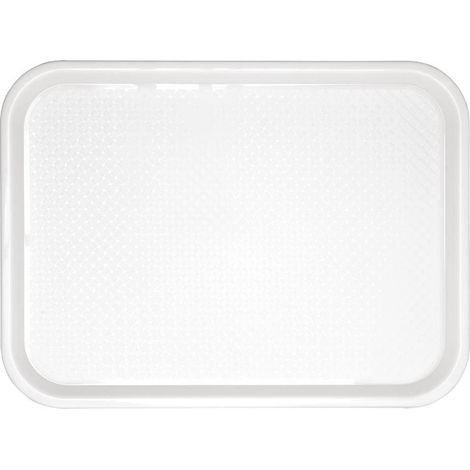 Plateau self-service blanc, grande taille : 450 x 350 mm/ 17,75 x 13,75 pouces, polypropylène blanc, plateau de service rectangulaire en plastique pour restaurant, GF997 (1/5)
