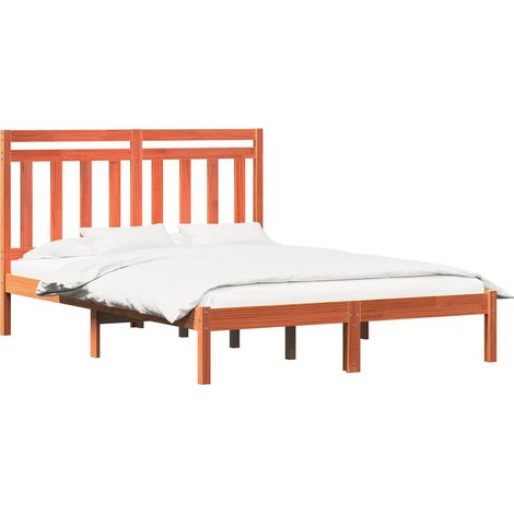 Bed Frame Wax Brown 205.5 x 145.5 x 100 cm Solid Pine Wood vidaXL (1/5)