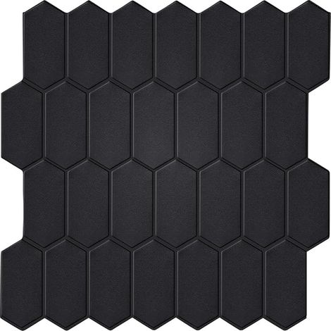feuilles de carreaux noirs mats à décoller et à coller pour cuisine, camping-car, salle de bains, etc. (30,5 x 30,5 cm) (1/5)