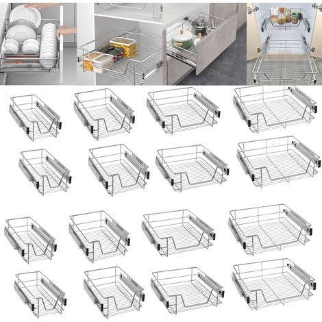 AUFUN 4 x tiroirs de Cuisine, Extension Armoire de Cuisine, armoires de Chambre, Panier Coulissant élastique, étagère de Cuisine Domestique, 60cm (1/5)