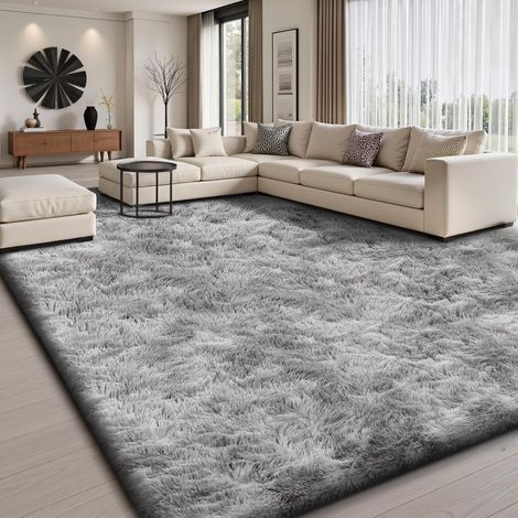 Sour Lemon Tapis de Salon, à Poils Longs, Tapis Chambre Gris, 200x300cm, antidérapant, Extra Large, Moelleux et Moderne, pour Chambre à Coucher, Chambre d'enfant (1/5)
