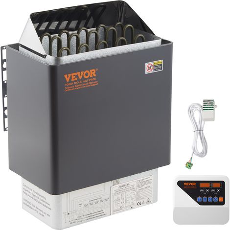 Vevor – Poêle de sauna électrique 9 kW – Acier inoxydable 430 – Température réglable 50-221℉ – Salle de sauna 9-13 m³ – Montage mural