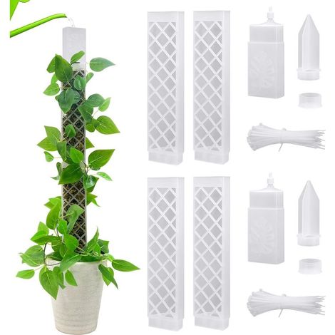 Bâton De Mousse Pour Tuteur Monstera - 66,5 Cm - Kit D'aide À L'escalade Avec 4 Tiges De Mousse Transparentes + 2 Aides À L'arrosage + 2 Pieds + Compartiments De Multiplication + 100 Serre-Câbles (1/5)