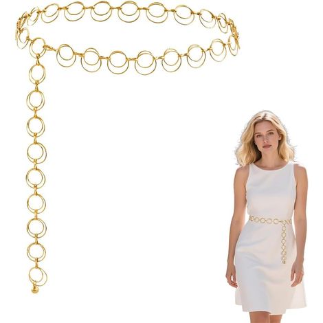 Multi-layered metal belt, adjustable buckles, gold chain and jewelry, women's waist chain, western style metal, suitable for dresses, jeans, sweaters (1/5)