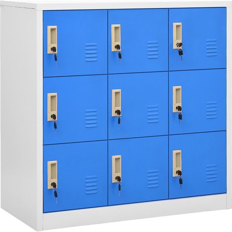 vidaXL Armadietti e Chiavi 2pz Grigio Chiaro Blu 90x45x92,5cm
