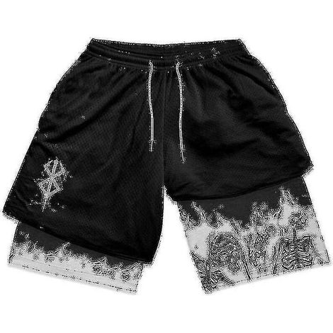Berserk Manga 3D-gedruckte 2-in-1 Anime-Sportshorts für Damen und Herren, schnelltrocknende Kompressionsshorts für den Sommer – Größe 5XL – Größe 14 (1/5)