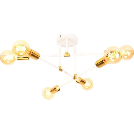 Plafonnier Moderne Luminaire Plafonnier Intérieur Lampe De Plafond Rétro Vintage Blanc, 6 Lumières Pour Cuisine Couloir Chambre Salon (1/5)