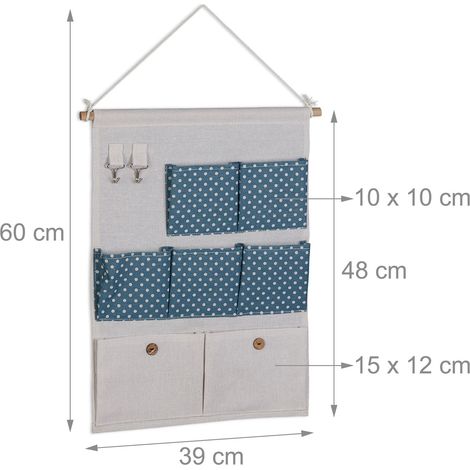 Scaffale portaoggetti da parete decorativo 60 x 39 x 2 cm 7 scomparti pratico in cotone bianco 130013353