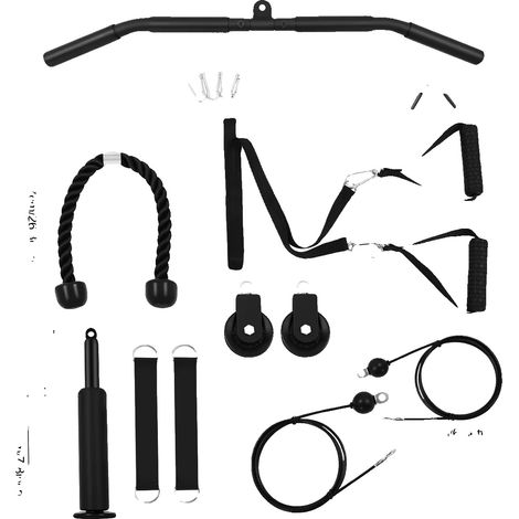 Sistema de poleas para fitness, construcción duradera, ajustable para todos los usuarios, color negro. (1/2)