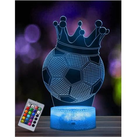 Football Veilleuse pour Enfants, Lampe Illusion 3D Pépinière LED Lumière, Télécommande 16 Couleurs Changeantes Dimmable, (1/4)