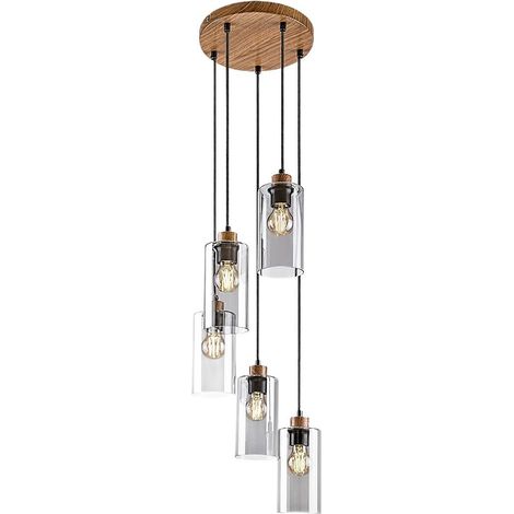Lampada sospesa in metallo in metallo in vetro in vetro colorato E27 5 x max, 25 W: 150 cm Ø10 cm Dimmabile (1/5)
