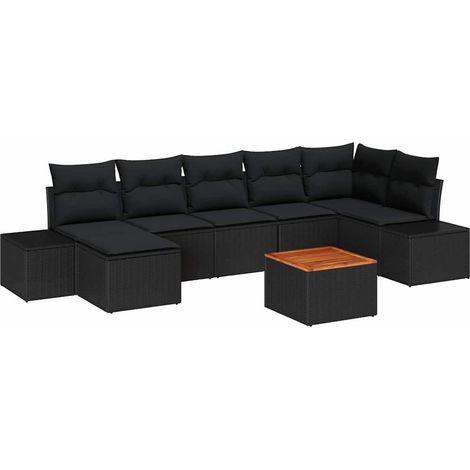 Maison Exclusive - Garten-Sofa-Set 8 pcs Schwarz (1/5)