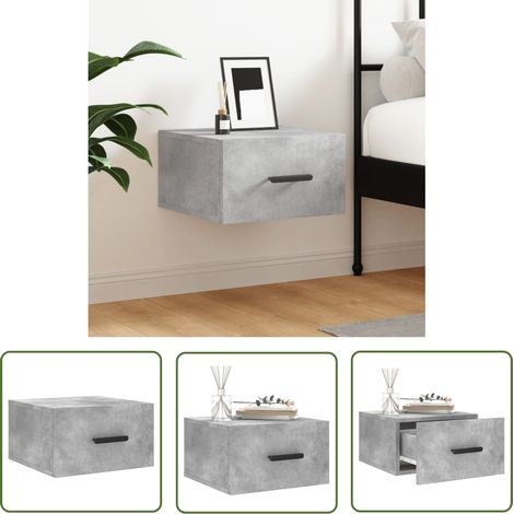 The Living Store Table de chevet murale gris béton 35x35x20 cm - Table De Chevet Murale - Meuble De Rangement Mural - Étagère Murale - Commode Murale - Design Moderne (1/5)