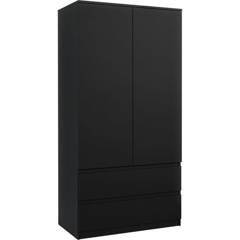 Armoire 2 portes avec 2 tiroirs, 180 x 90 x 50 cm, design moderne, grand espace de rangement (1/5)