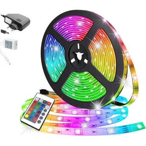 Bande lumineuse LED de 5 m avec éclairage RGB / Guirlande lumineuse / Bande LED (1/4)