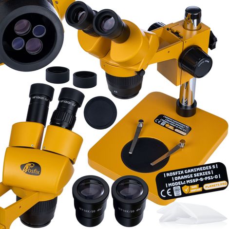Microscopio estereosc贸pico binocular Rosfix Ganymede S MSSP-B-PS1-O  Planetas S  Zoom 20-40x  脫ptica Greenough  WF10X/20  45掳  Rotaci贸n de 360掳 