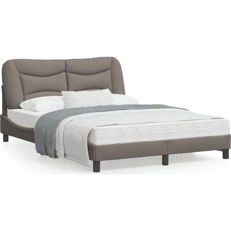 Cadre de lit avec tête de lit Taupe 140x190 Tissu (1/5)