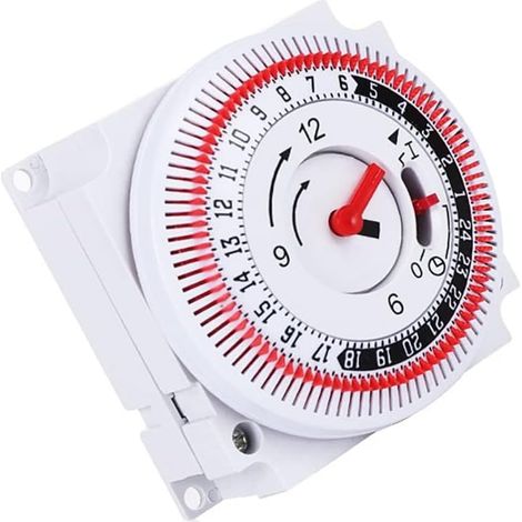 Interrupteur minuterie 24 heures 220 V/16 A pour luminaires/chauffages domestiques/piscines/appareils ménagers (1/5)