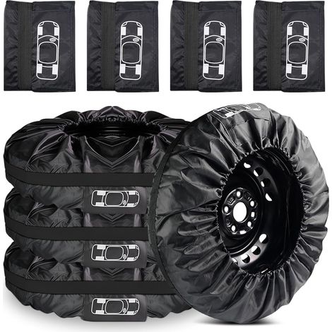 Lot de 4 sacs à pneus 19-23 pouces : sacs étanches à l'eau et à la poussière avec poignée de transport, housse de pneu pour le rangement, le transport, la protection solaire, le nettoyage