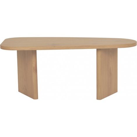 Ebuy24 – Table basse fixe en bois clair 100x50cm – Plateau organique épais – Design contemporain scandinave – Pour salon moderne (1/5)