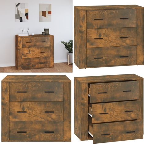 Buffet Chêne fumé 80x33x70 cm Bois d'ingénierie - Buffet - Commode - Rangement - Mobilier - Cuisine - Home & Living (1/5)