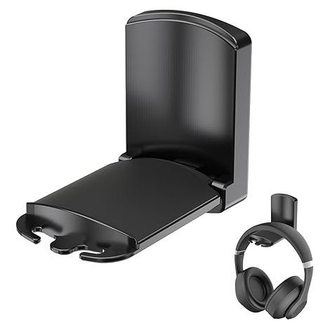 Magnetic Headphone Holder, Magnetic Foldable Headphone Stand, Earphone Hanger, Universal Adhesive Headphone Hook for Headphones and Gaming Headsets (Black) (1/5)