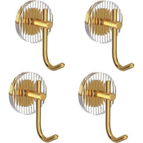 Set di 4 ganci adesivi da parete in acrilico, ultra resistenti e impermeabili (oro, 8,5 cm)