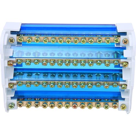 Boîte de distribution à bornier sur rail DIN 4 niveaux monophasée avec couvercle anti-poussière transparent (1/5)